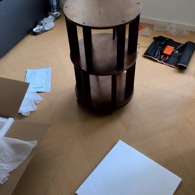 实木书架可旋转可移动置物架