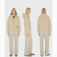 博柏利女装格纹标签棉质拉链连帽外套：经典与舒适的交融