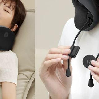 乐班便携按摩U型枕，两种按摩模式、锦氨冰凉面料、高密度记忆棉