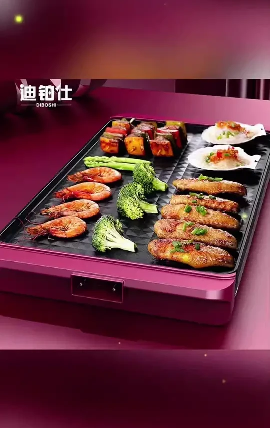 韩式电烤盘长方形多功能轻奢煎烤盘家用无烟不粘烤肉电烧烤炉家用#烤盘#烤肉#电烤盘#不粘烤盘#厨房好物