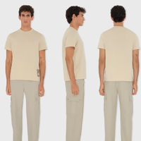 博柏利男装格纹标签棉质短袖T恤肉豆蔻色，诠释优雅男士风范