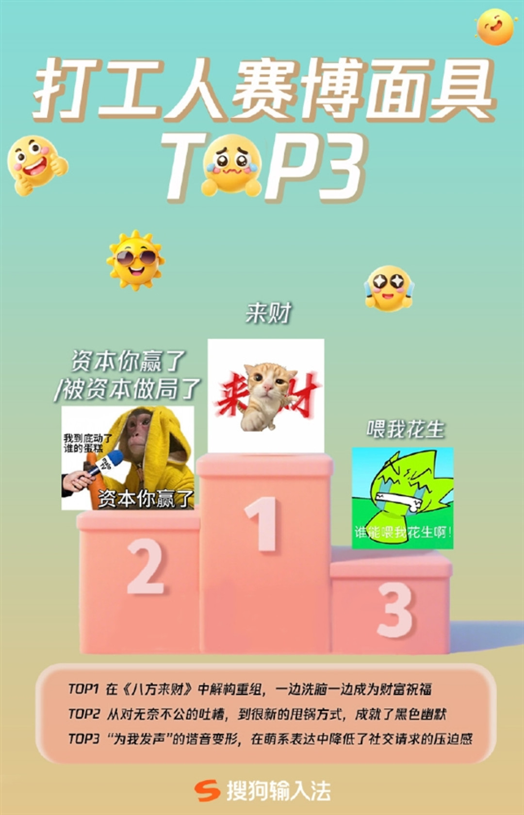 搜狗输入法发布2025年表情包年中盘点:闪光青蛙最抽象