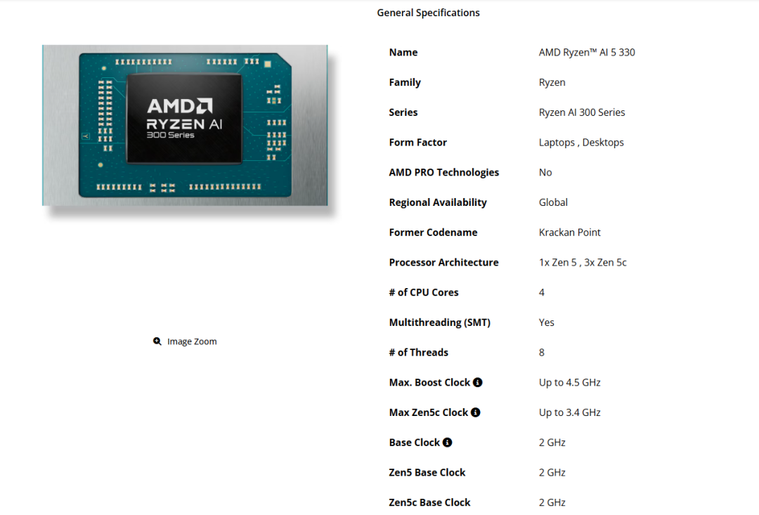 AMD悄然发布迄今最便宜的Ryzen AI处理器Ryzen AI 5 330