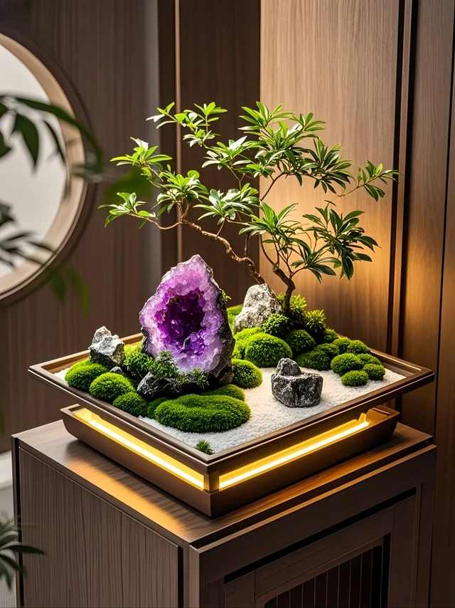 【紫水晶盆栽－洞藏紫韵｜玄关晶石的交互】