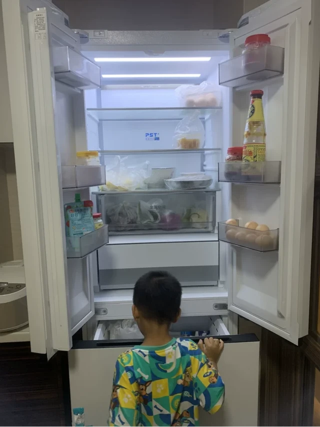 这美的421冰箱把我儿子魂都勾走了