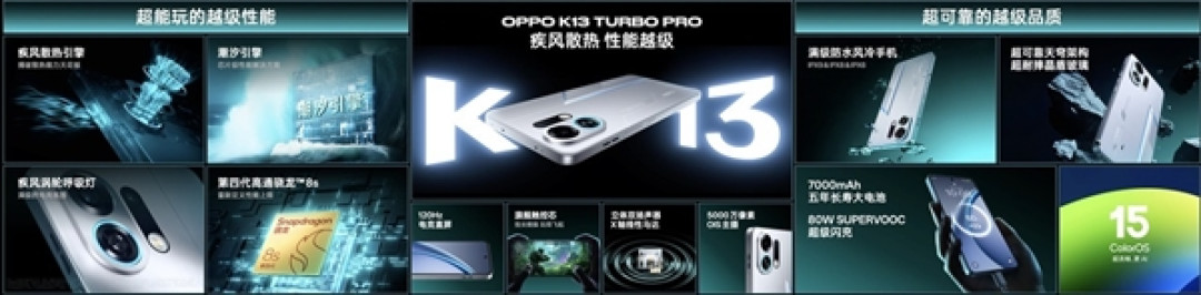 自带风冷 地表最强第四代骁龙8s!OPPO K13 Turbo Pro发布:1999元起