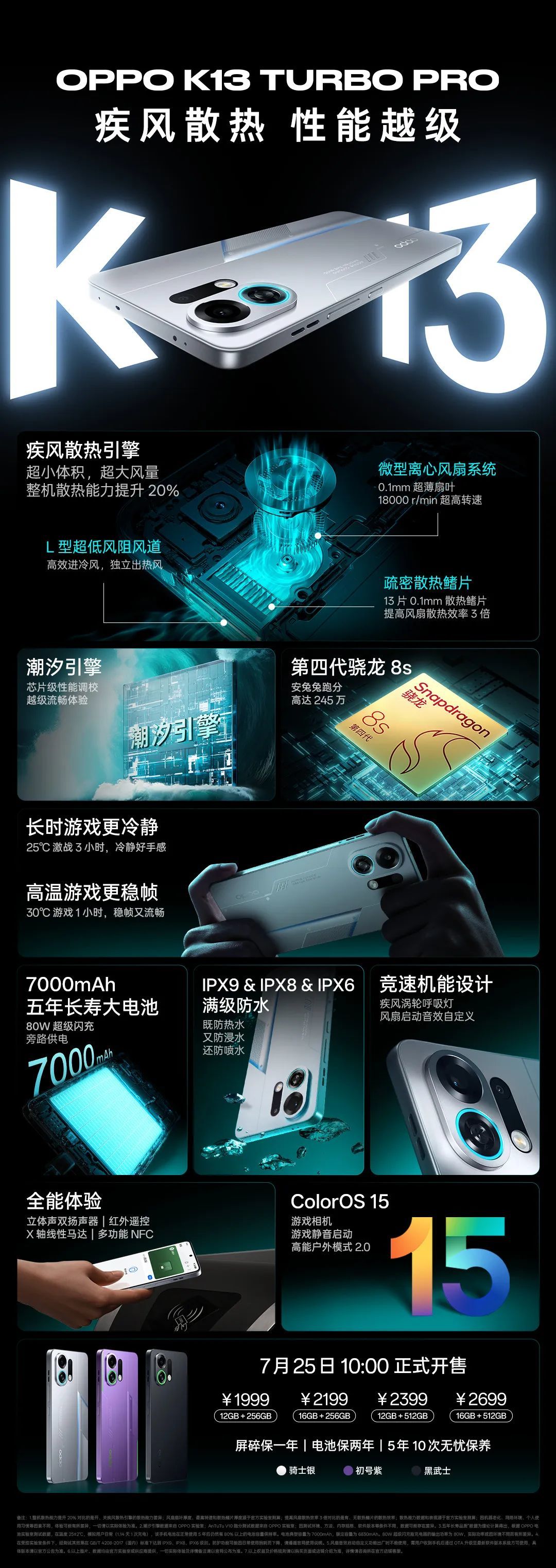 OPPO K13 Turbo系列发布：内置风扇+7000mAh电池，1529元起售