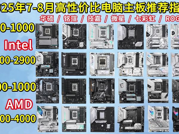【建议收藏】2025年7-8月最新电脑主板推荐及选购攻略（intel+AMD）超高性价比|600-4000|［华硕 七彩虹 微星 ROG 技嘉 铭瑄］闭眼可入！