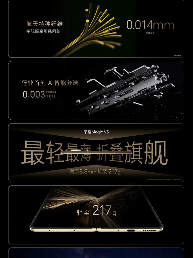 #荣耀MagicV5满血真旗舰#国产折叠屏手机的每一次迭代，都能够给人带来惊喜，这次荣耀新发布的荣耀MagicV5更不例外。以往折叠屏为了向轻薄方向努力，在一些地方做出妥协，总有这样那样的短板，而荣耀