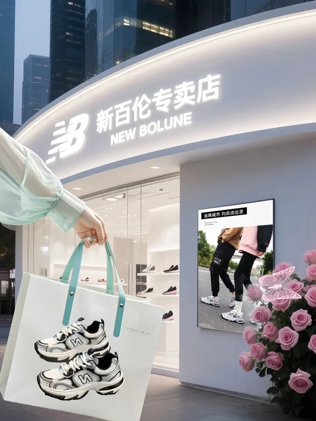 新百伦2025春夏爆款老爹鞋。选运动鞋时总在纠结，直到试了这双新百伦老爹鞋。网面材质摸着手感细腻，穿的时候脚面能感觉到风，不会闷汗。和男友各入了一双，他穿深灰配工装裤，我选浅灰搭运动裤，一起出门时总有