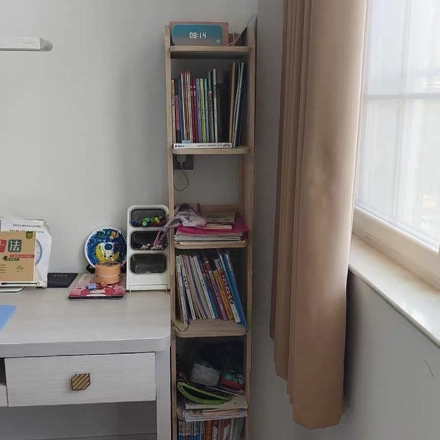 实木书架窄边置物架落地收纳层架