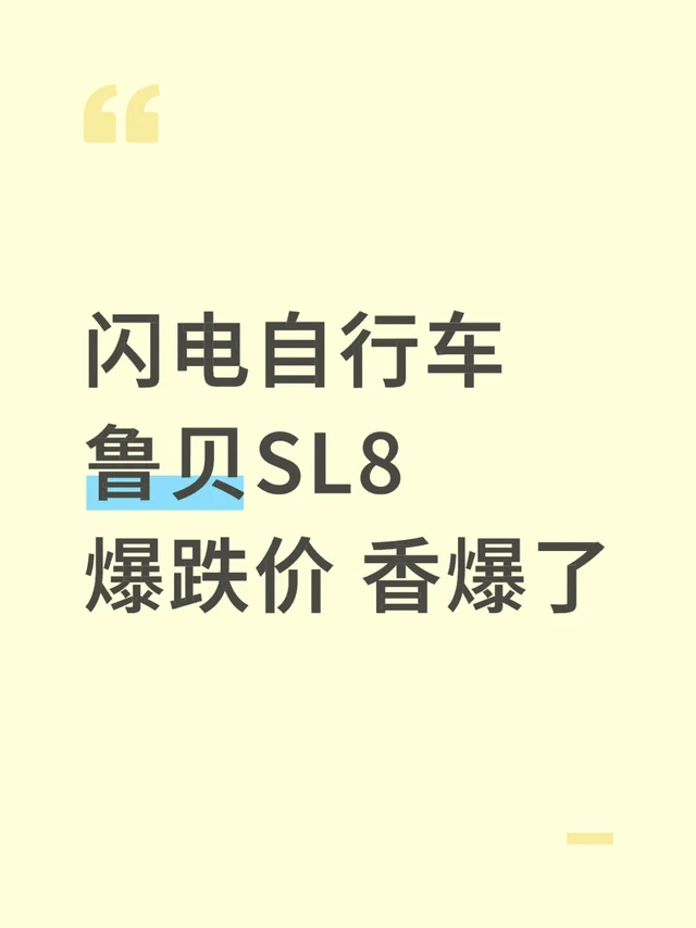 闪电自行车 鲁贝SL8 爆跌价 香爆了