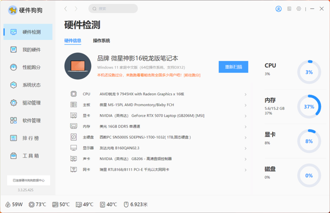 微星神影16锐龙版评测:锐龙7945 HX配合RTX 5070游戏生产力兼顾 体验同价无敌