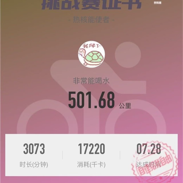 完成单月500公里骑行