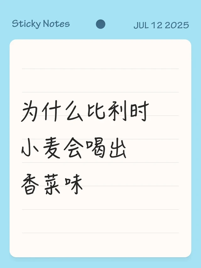 比利时小麦啤酒（如经典的Hoegaarden白啤）之所以能喝出明显的香菜（芫荽籽）风味，主要归功于其独特的原料配方和酿造传统。以下是具体原因：
	
🌿 1. 配方中直接添加芫荽籽（Coriander 