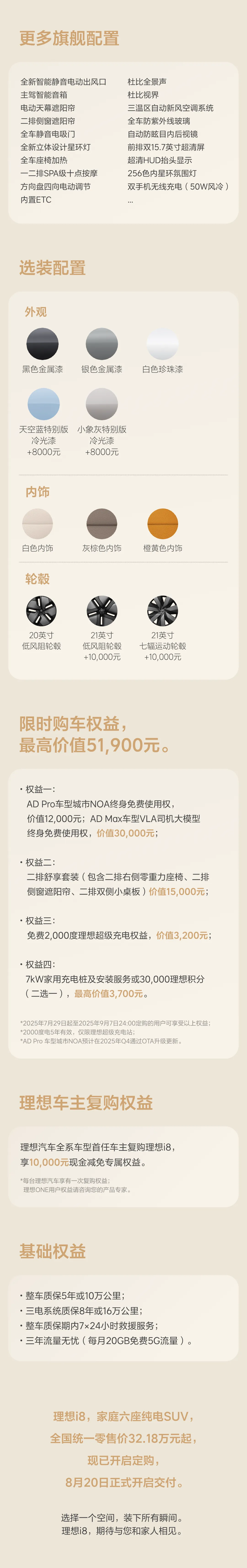 理想i8上市，售价32.18-36.98万元