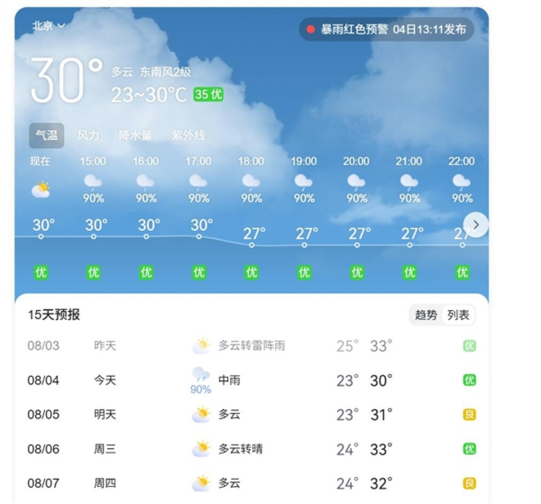 注意防范!北京再度拉响暴雨红色预警