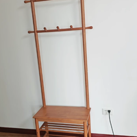 ✨家逸实木门口换鞋凳衣帽架一体，入户必备宝藏好物！