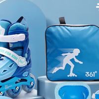361°儿童轮滑鞋男童女童初学者溜冰鞋直排轮旱冰鞋八轮全闪 蓝色