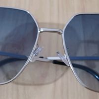 LESCA LUNETIER透明蓝色防紫外线太阳镜男士多边形金属开车墨镜