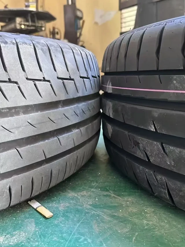 胎宽比原车马牌宽了一圈，贴地感拉满。纠结了半个月终于下决心换胎～原车马牌虽然稳，但总觉得胎噪有点明显（尤其跑高速时），而且宽度215的胎壁看着也有点单薄？
 
这次直接冲了卫途M5系列【265/45Z