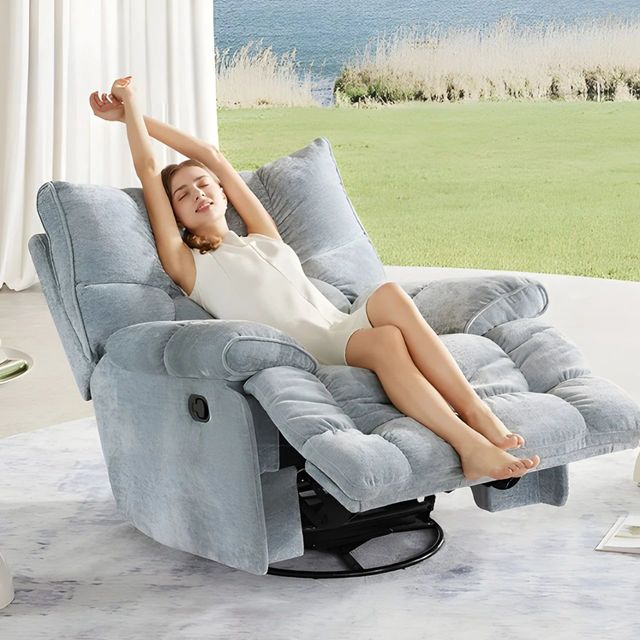 LAZBOY 乐至宝北极星橘色手动沙发：躺平、摇摆、旋转，奶油风客厅的快乐密码