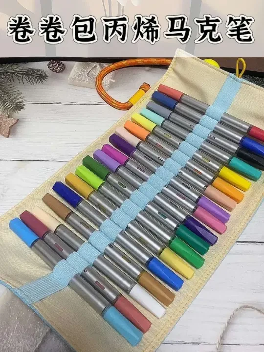 美乐童年新出的卷卷包丙烯马克笔拿到手真的太喜欢了，不仅颜值高、收纳方便还巨好用，卷卷包的收纳方式小巧方便，关键画起来细腻丝滑，质感特别好，家里有爱画画的小朋友真心建议安排上 #美乐童年 #卷卷包丙烯马