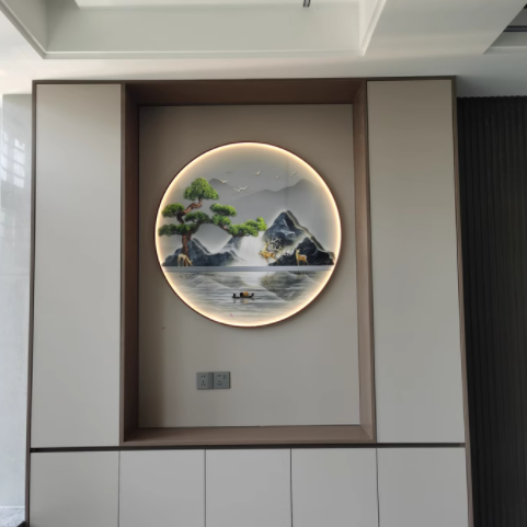 鼎翼旗舰店新中式圆形玄关装饰画：点亮空间的艺术臻品
