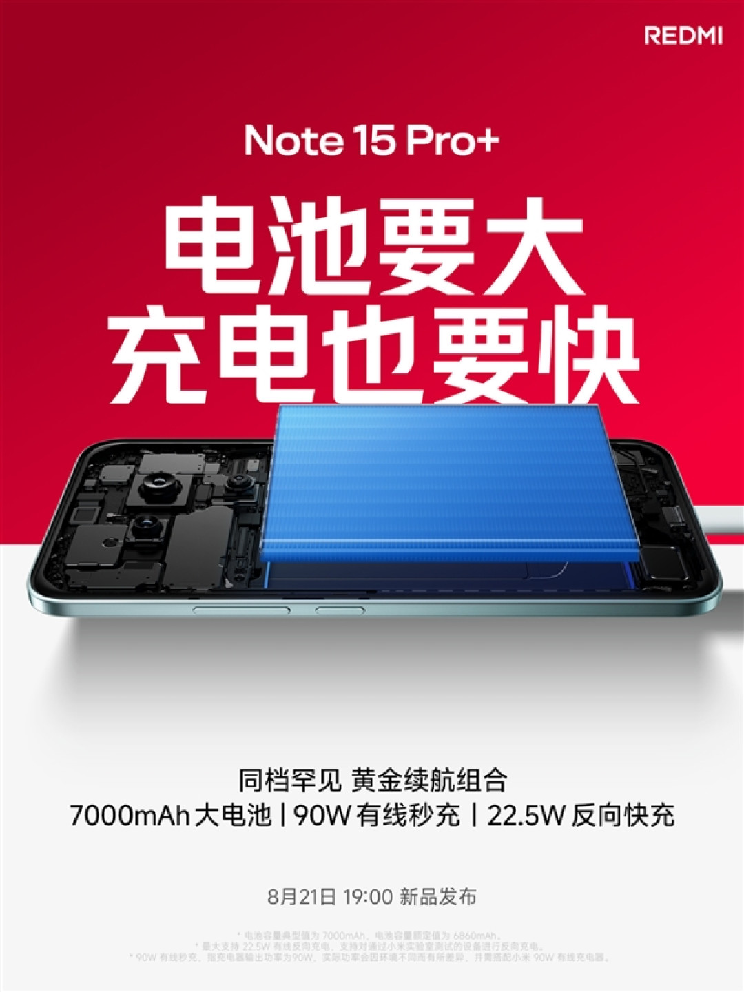 REDMI Note 15 Pro+搭载7000mAh金沙江电池:支持90W快充、22.5W反充