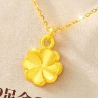 七夕送礼：白玉黄金四叶草项链