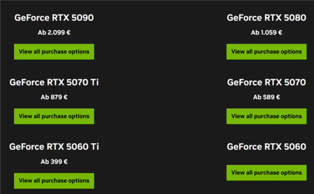 接近10%!NVIDIA RTX 50显卡欧洲降价