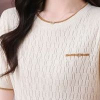 歌米拉米色镂空冰丝短袖T恤，自信美丽的秘密