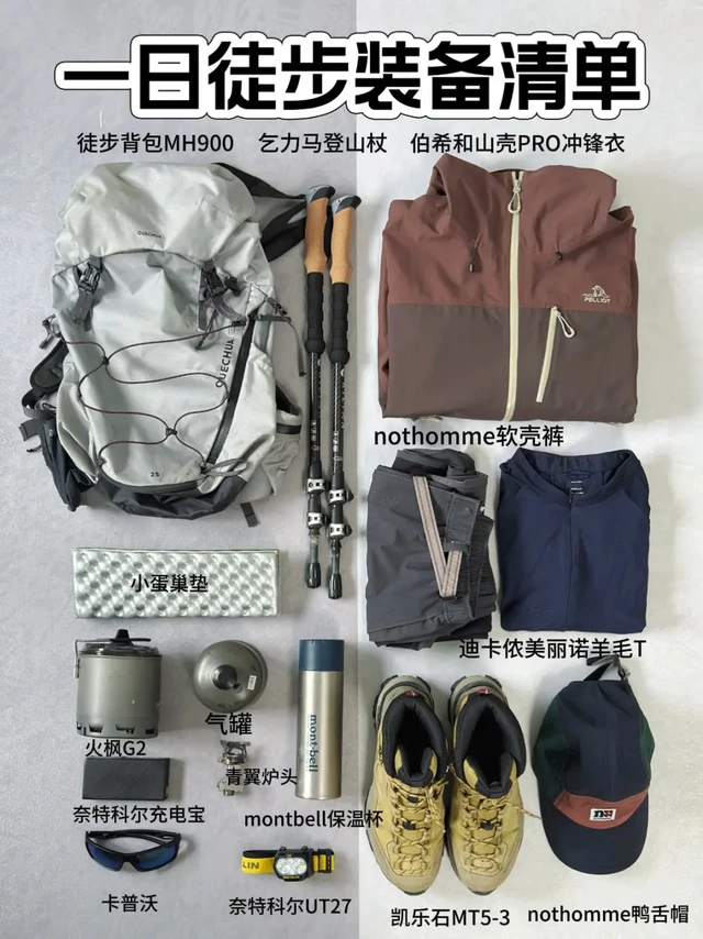 一日徒步装备清单｜户外背包冲锋衣怎么选？