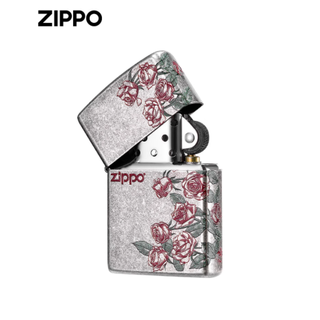 Zippo 防风煤油热恋玫瑰打火机（银色）：浪漫与实用的完美融合