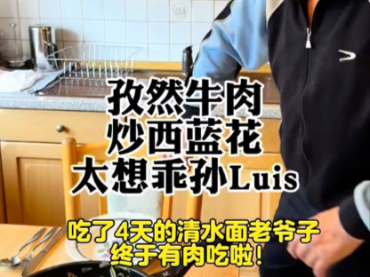中国儿媳出差4天，老爷子就吃了4天清水面，太想念孙子Luis，没胃口！做了孜然牛肉盖浇饭，他老人家突然又有胃口了#德国老爷子#广东人在德国#中德混血Luis