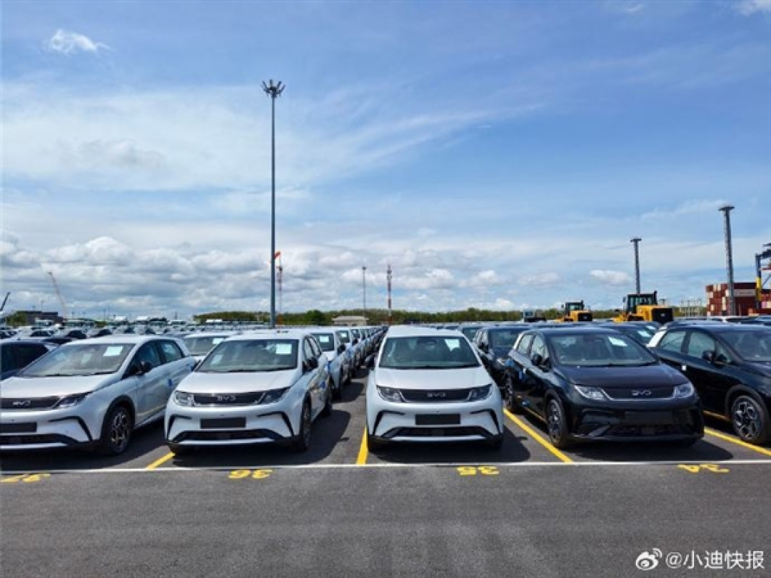 比亚迪泰国工厂首次出口电动车至欧洲 近千辆海鸥列阵太壮观