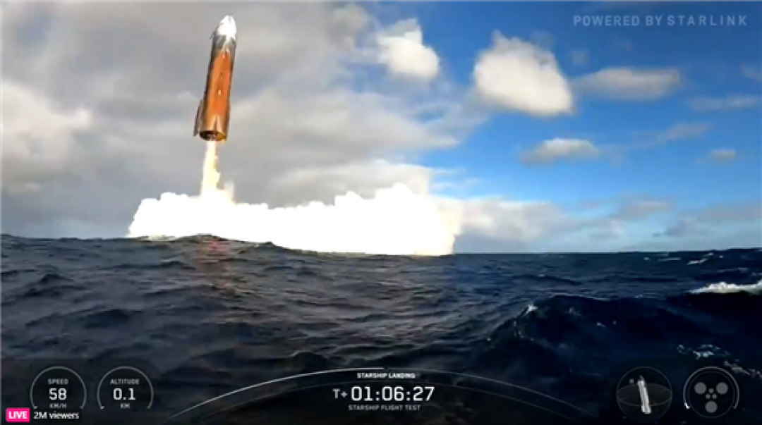 SpaceX星舰第十次试飞成功!二级飞船海上溅落放烟花“庆祝”