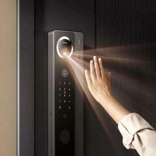有品上新云米鲲鹏pro智能门锁，3D人脸+AI掌静脉识别、在线哨兵猫眼、超薄防夹侧把手