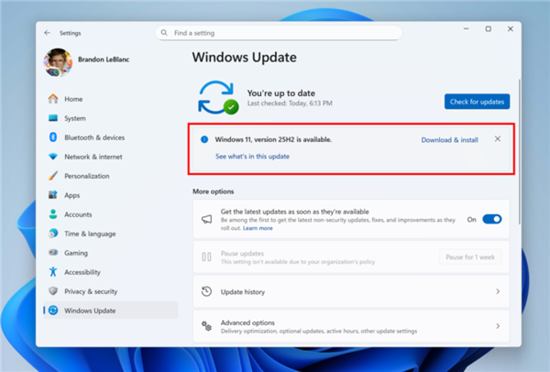 正式发布倒计时!Windows 11 25H2进入RP通道:用户已可升级