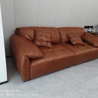 广巢官方旗舰店复古极简大象耳朵真皮沙发，让家瞬间高级起来