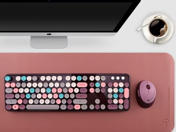 镭拓Rantopad RF104无线键鼠套装，复古紫彩，颜值与实用并存