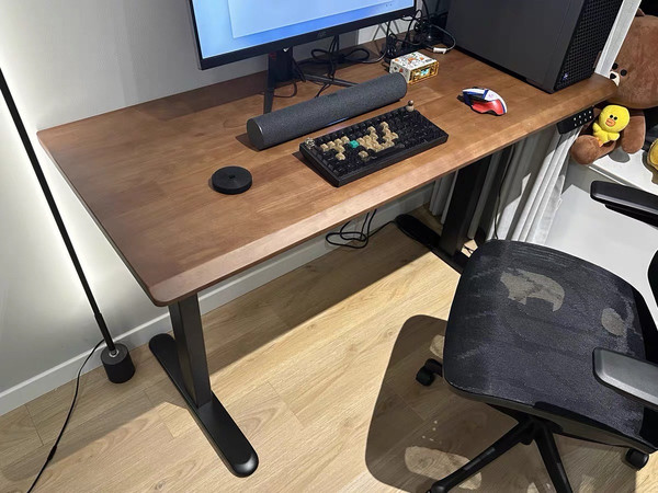 智能升降电脑桌实木办公桌家用工作台