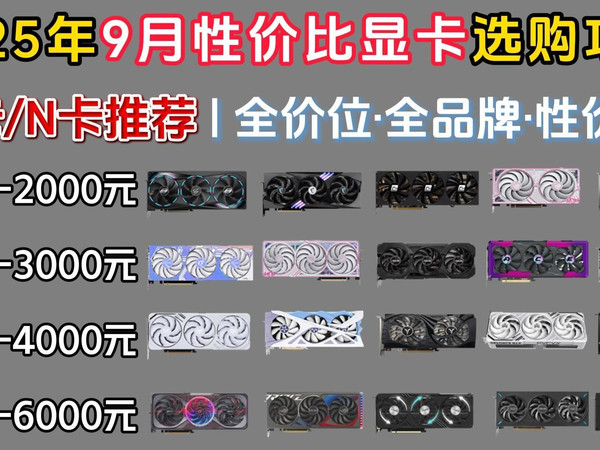 2025年9月显卡避坑指南 | A卡/N卡怎么选?全价位·全品牌·性价比 |华硕/技嘉/蓝宝石/盈通/铭瑄等25款显卡推荐 | 性价比显卡选购攻略
