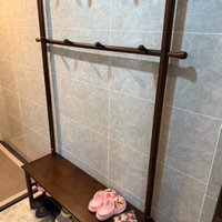 ✨家逸实木门口换鞋凳衣帽架一体，入户必备宝藏好物！