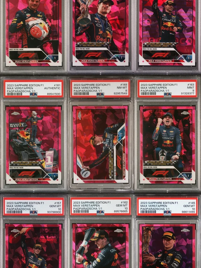 新坑预告！这不是粉碎冰！这是帕帕拉恰~这九张都是来自于2023年的Topps Chrome Sapphire蓝宝石@Topps球星卡 系列的1/1帕帕拉恰粉宝石平行 十分幸运 能从朋友手上一次性打包到