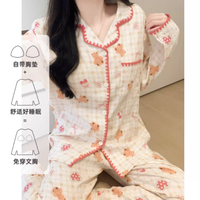梦鸾旗舰店 | 可爱卡通带胸垫睡衣女秋款，让童趣点亮每一个夜晚