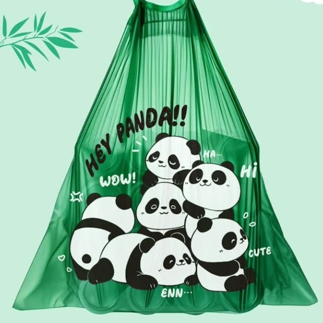 啦哄熊猫抽绳垃圾袋：环保实用大容量，开启垃圾收纳新体验！