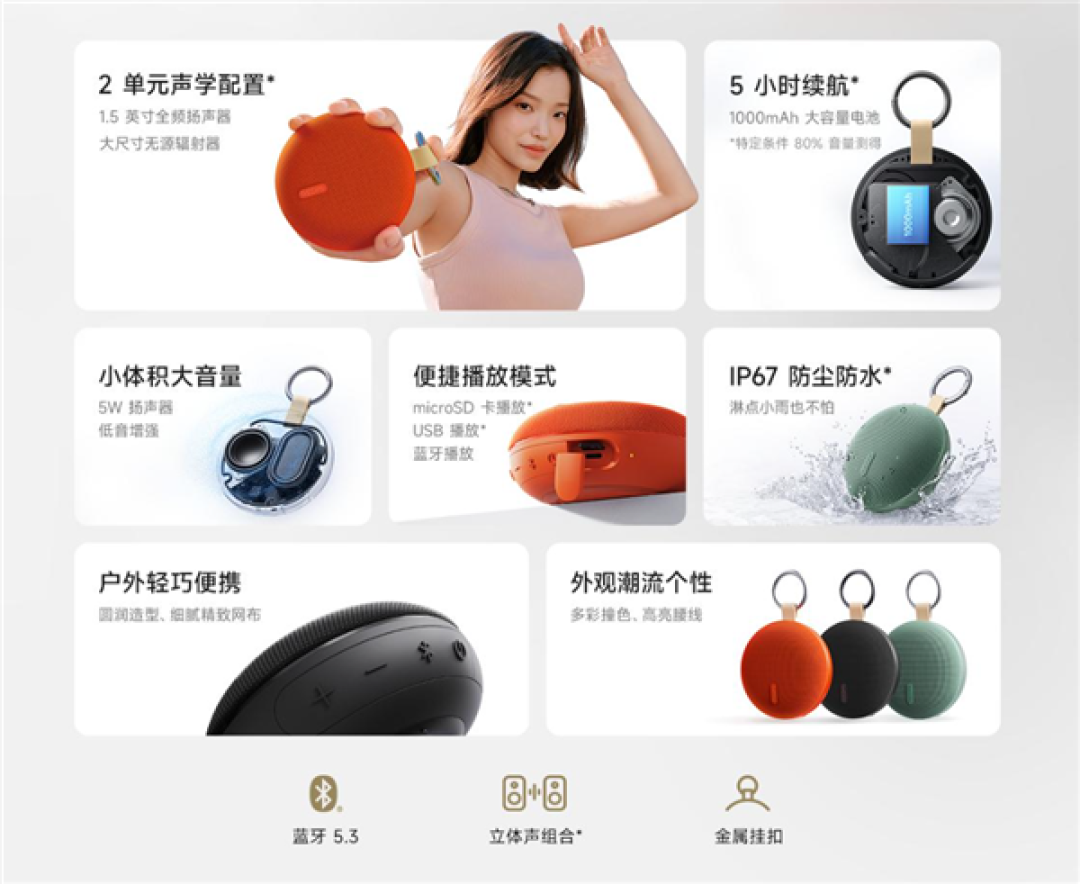 99元 REDMI蓝牙音箱2发布:5小时续航 支持USB声卡