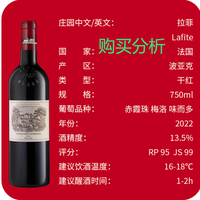 拉菲（LAFITE）干红葡萄酒红酒 750ml 大拉菲 JS100分  购买分析