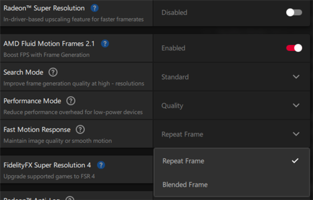 AMD AFMF2.1增加快速运动响应!支持RX 7000/9000:快节奏画质提升